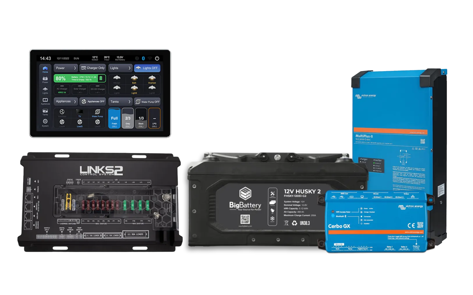 12V 400Ah RV HUSKY2-Victron-LINKS2 Control System