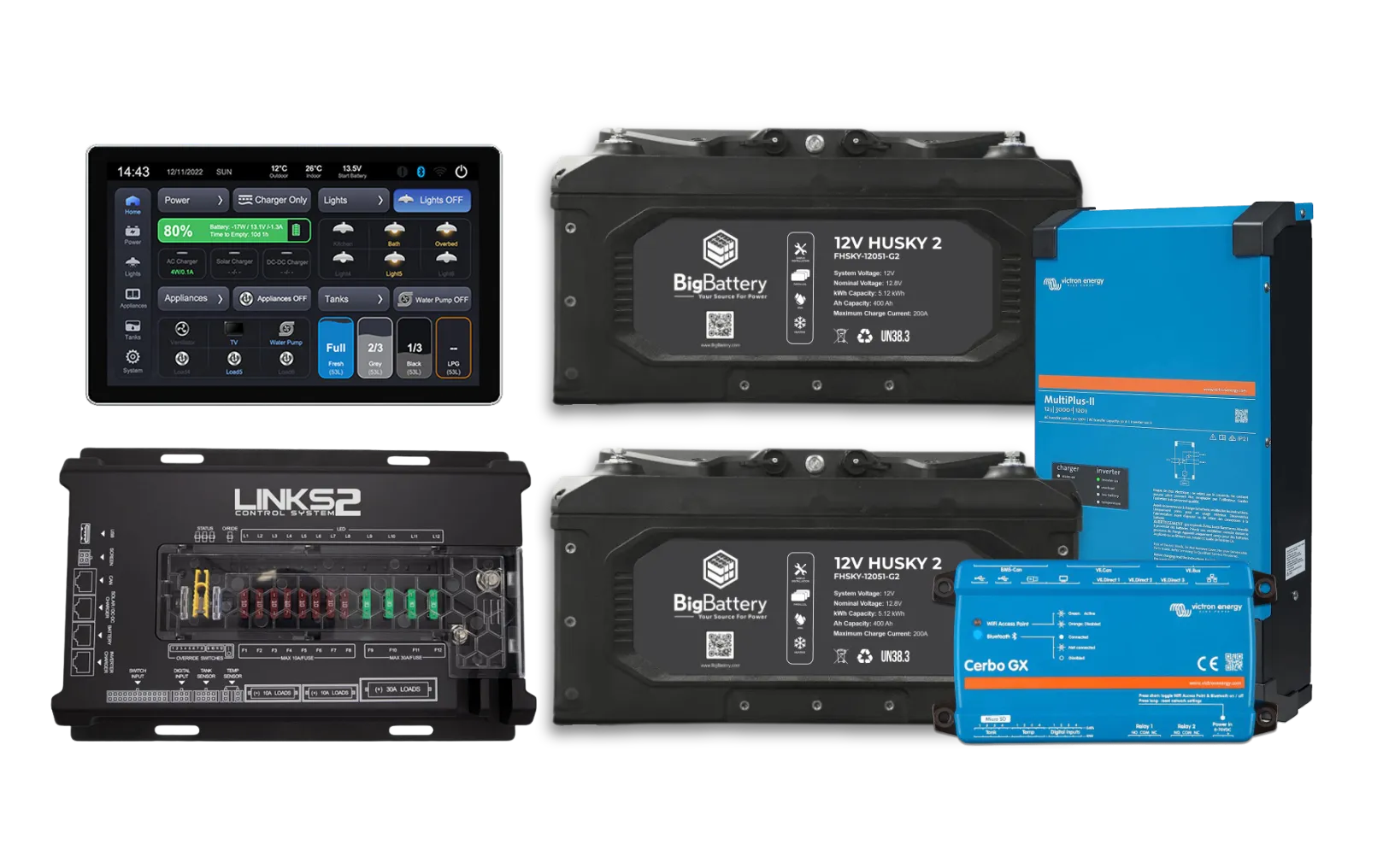 12V 800Ah RV HUSKY2-Victron-LINKS2 Control System