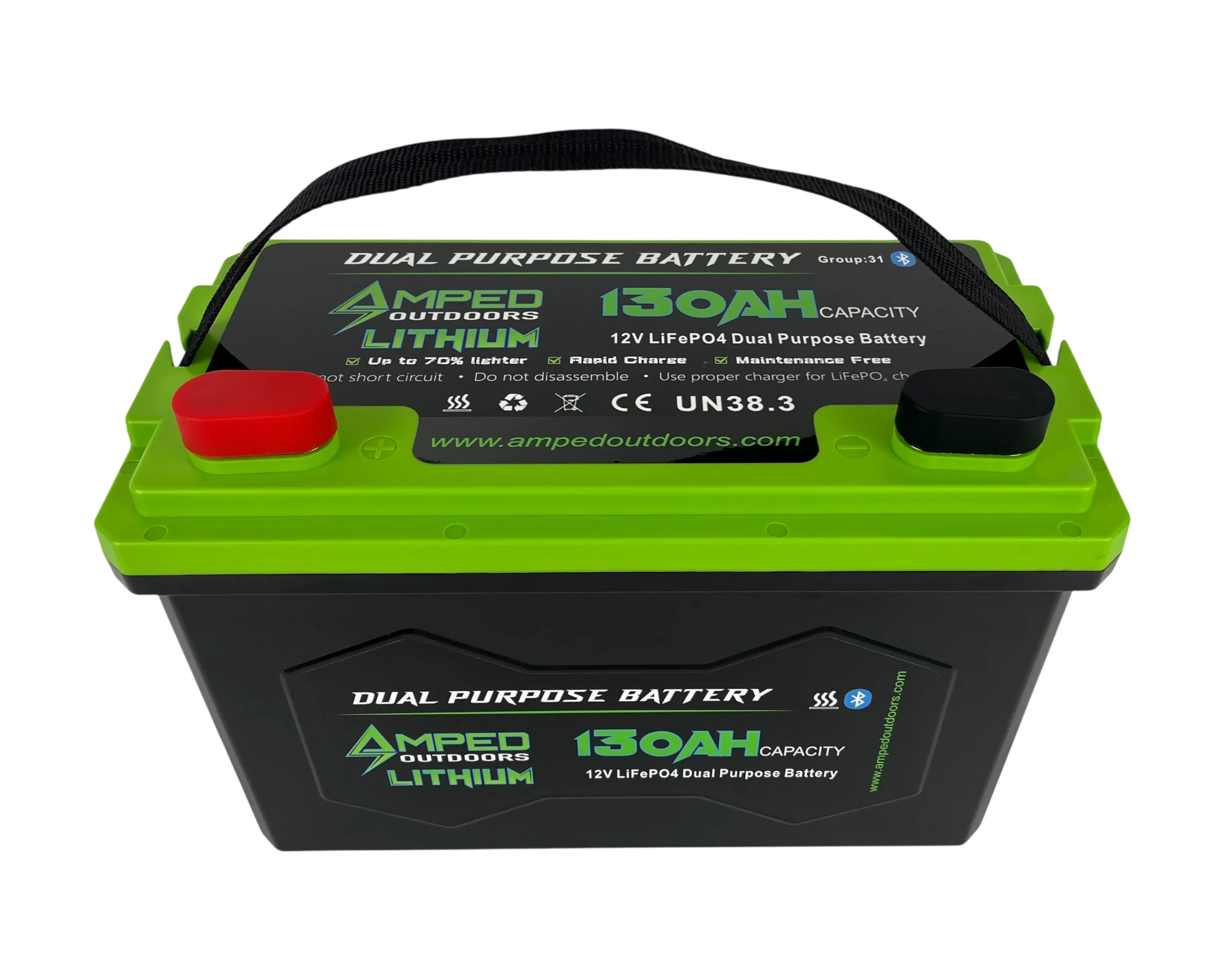 130Ah Dual Purpose Lithium Battery (Cranking) 12.8V - Bluetooth - IP67 Waterproof - Heated