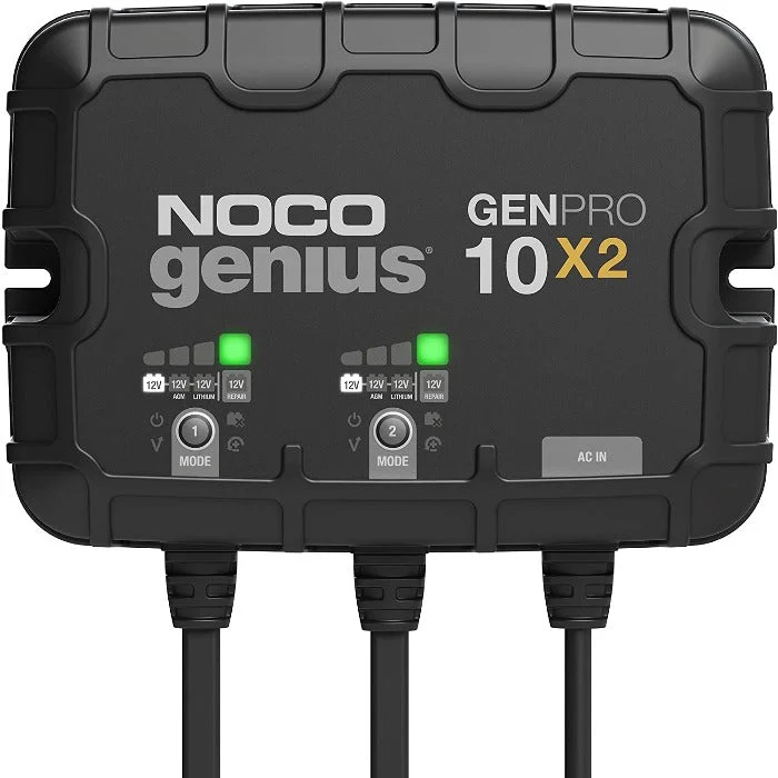 2-Bank, 20-Amp On-Board Battery Charger (10-Amps Per Bank), Battery Maintainer, and Battery Desulfator with Temperature Compensation