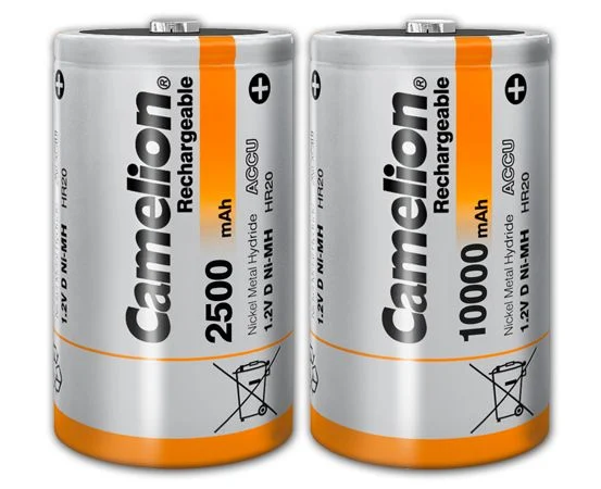 2 pk D size Battery Ni-MH 10,000mAh Rechargeable batteries Size D 2-Pack