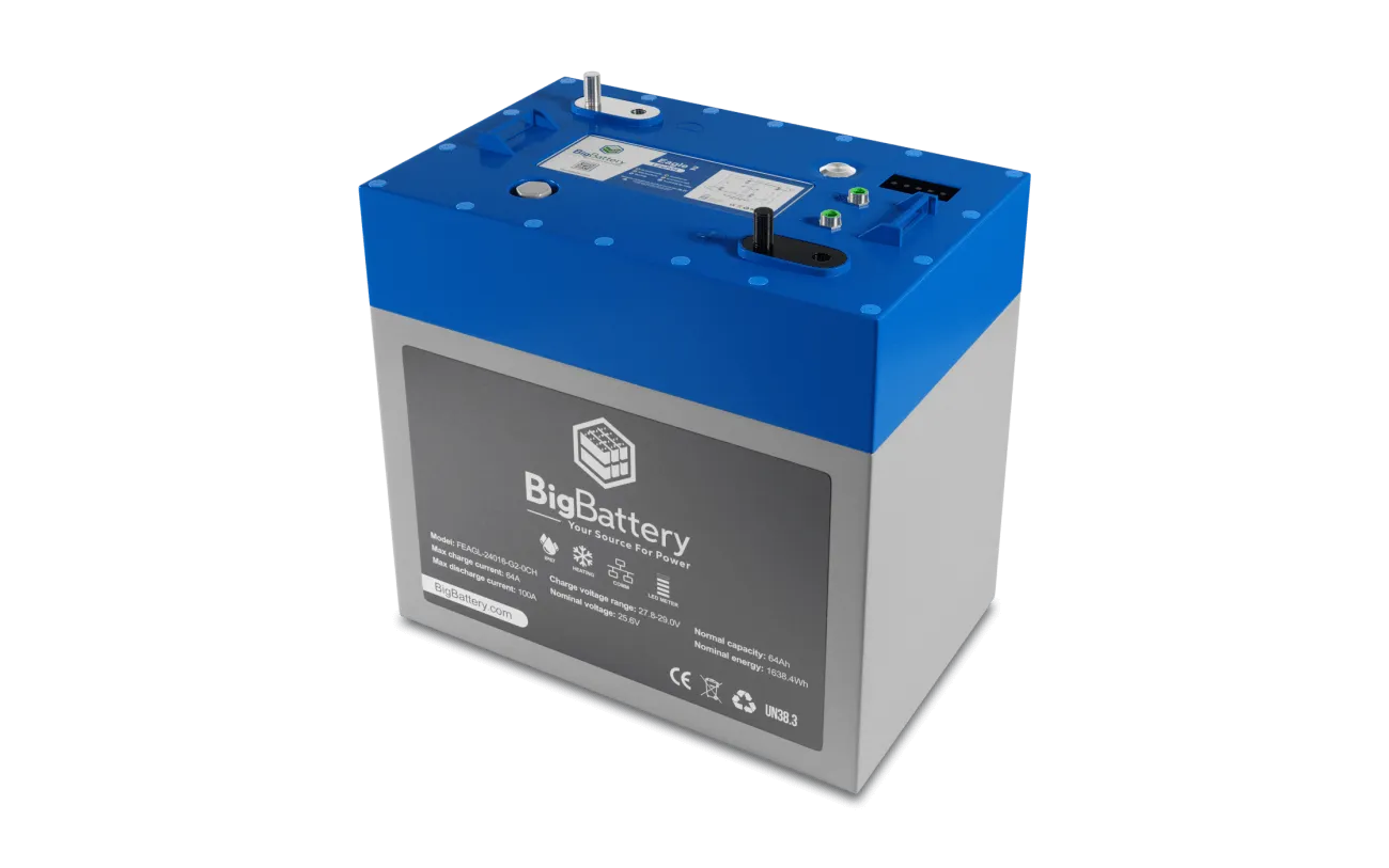 24V Eagle 2 LiFePO4 Battery | 64Ah | 1.63kWh | Industrial | UTVs | RVs | Marine Battery