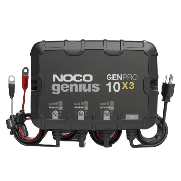 3-Bank, 30-Amp On-Board Battery Charger (10-Amps Per Bank), Battery Maintainer, and Battery Desulfator with Temperature Compensation