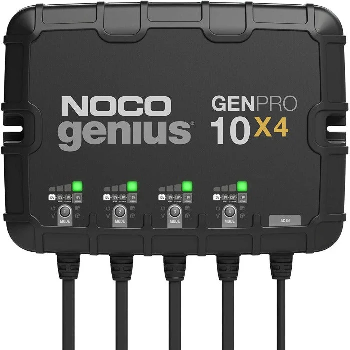 4-Bank, 40-Amp On-Board Battery Charger (10-Amps Per Bank), Battery Maintainer, and Battery Desulfator with Temperature Compensation GENPRO10X4