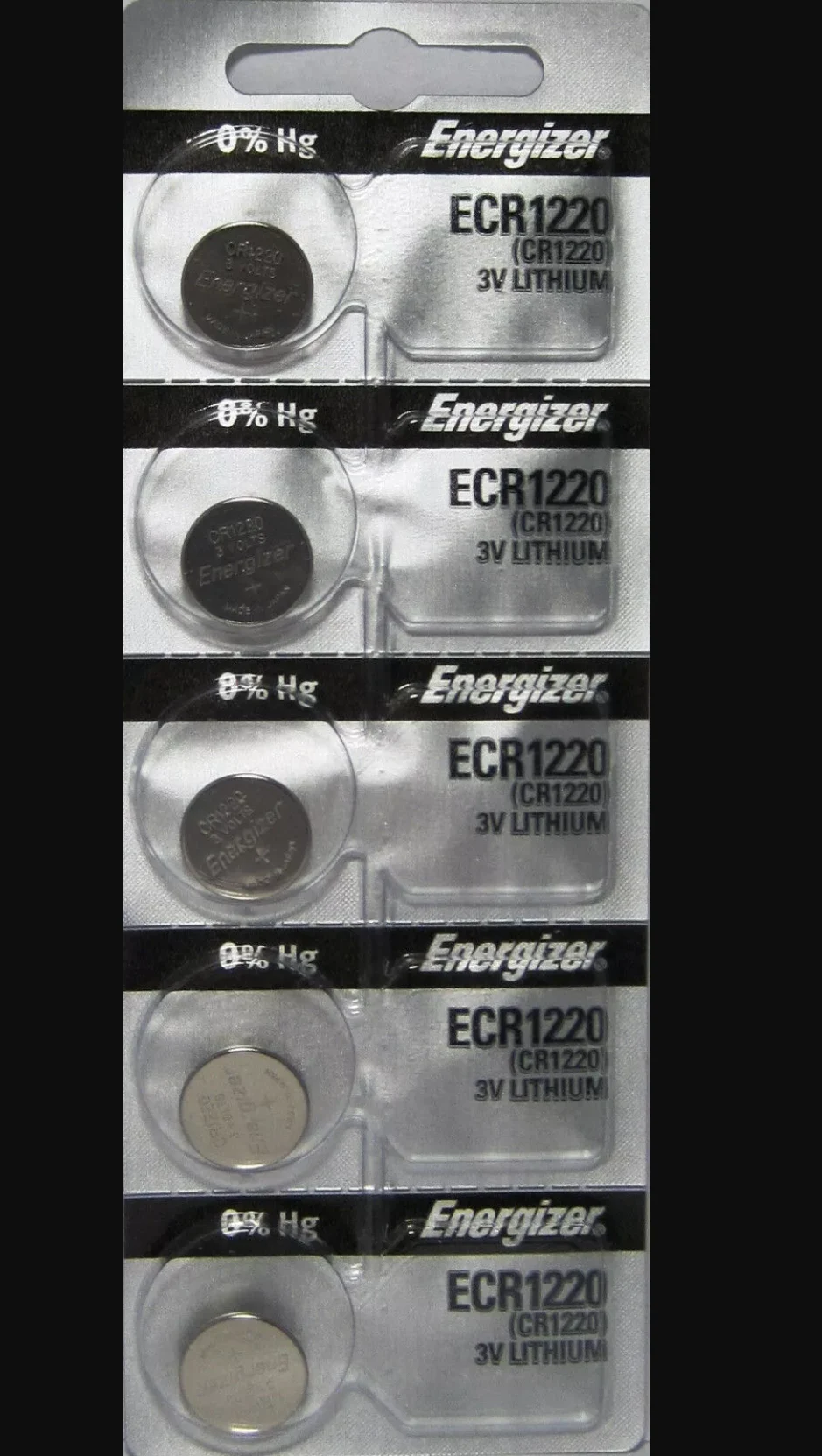 5 Pack Energizer CR1220 BATTERY 3V DL1220 BR1220 DL1220 ECR1220 SB-T13