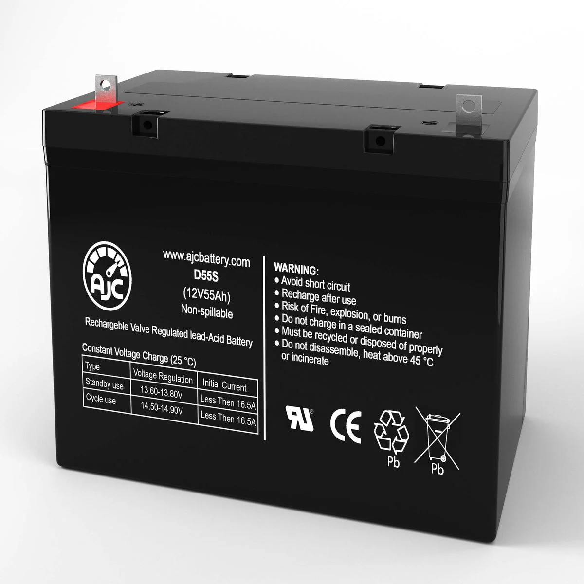 AJC Battery Compatible with Carter AGM12100T 12V 55Ah Sealed Lead Acid Battery