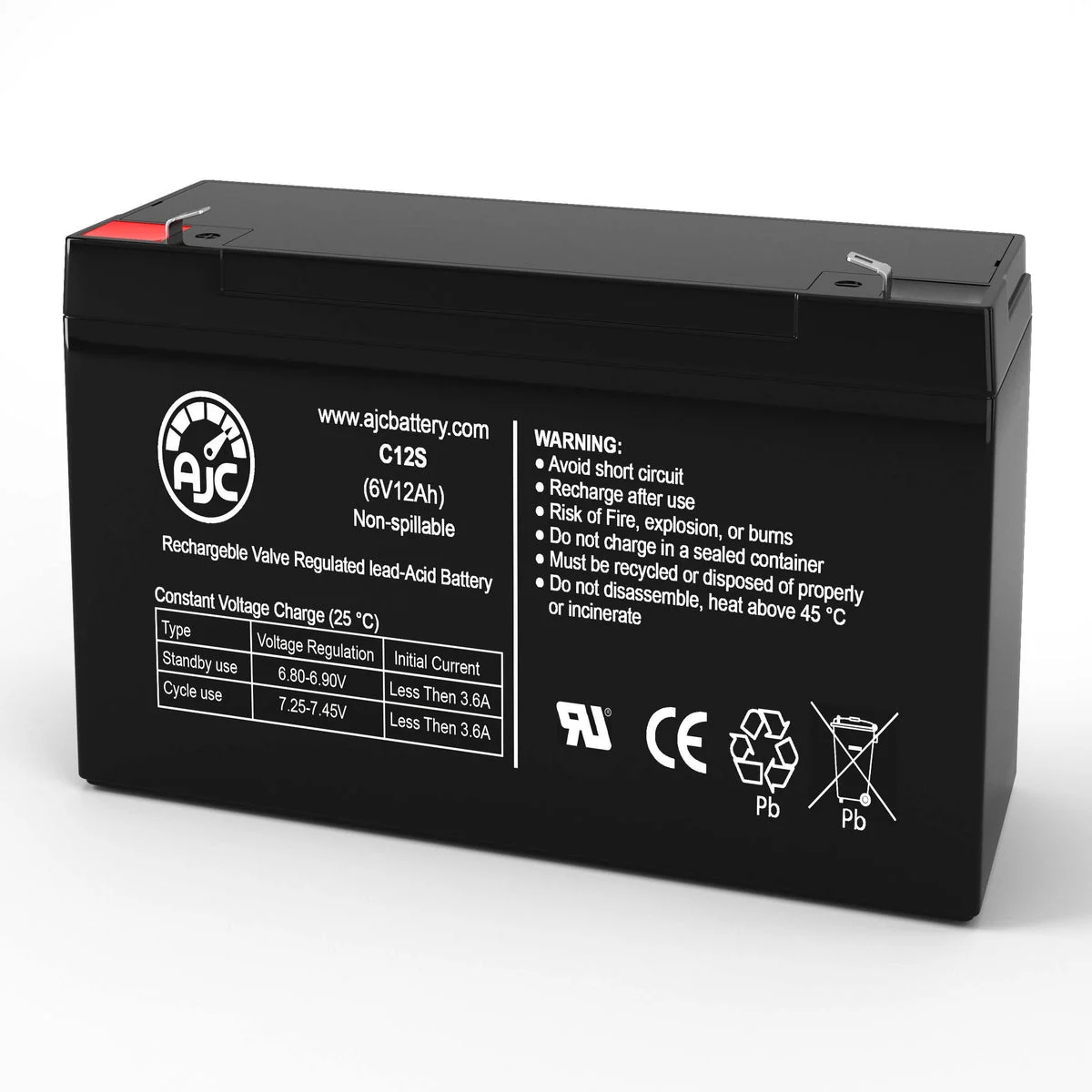 AJC Battery Compatible with Deltec RC1000 6V 12Ah UPS Battery