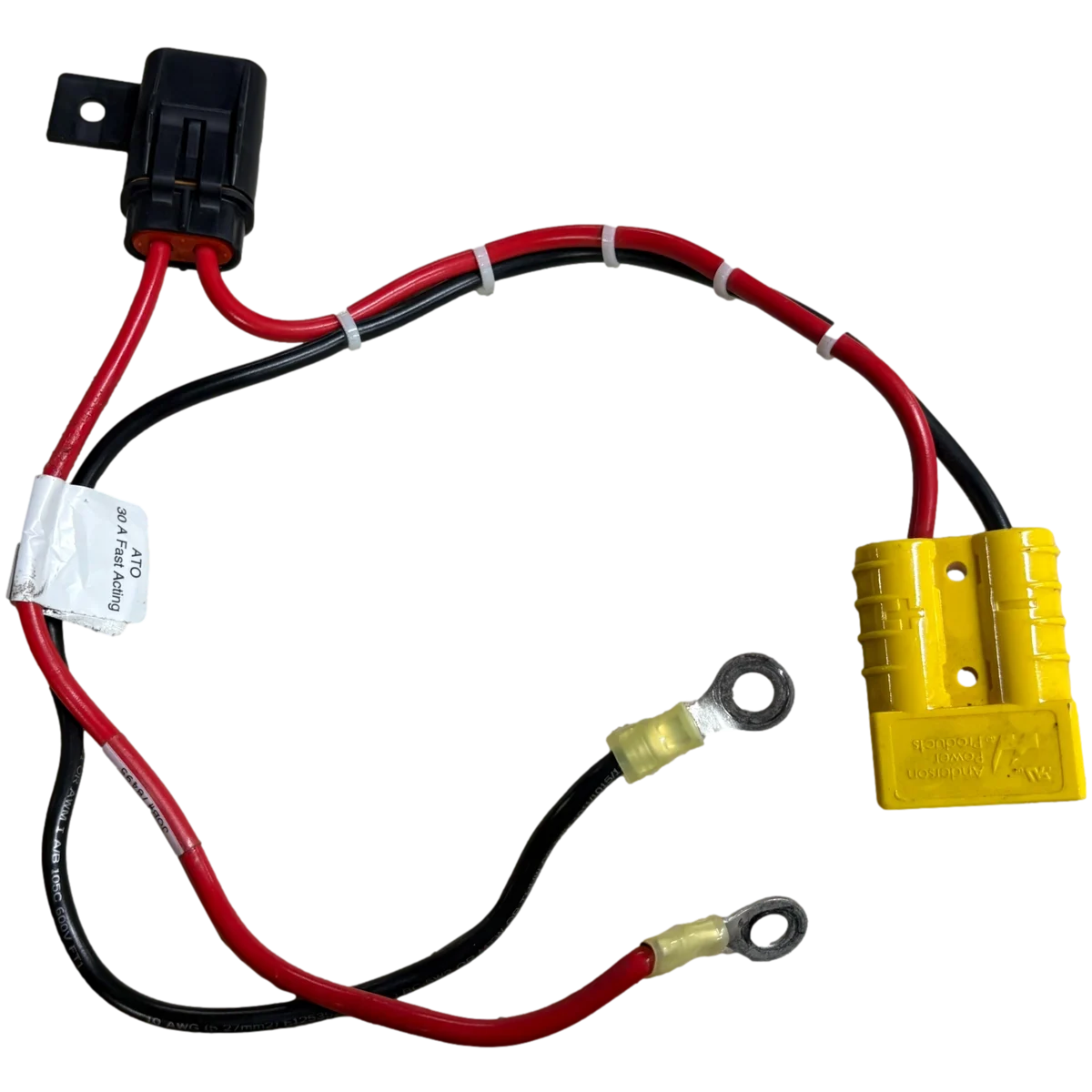 Anderson SB50a Connector + 10 Gauge Wire + 30a Fuse + Ring Terminals – Battery Hookup