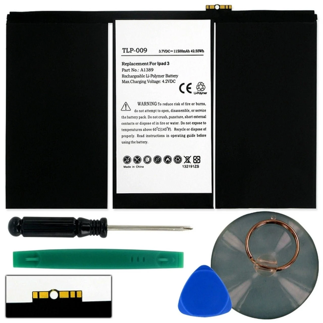 Apple Ipad 3 A1389 616-0586 3.7 11.5Ah Li-Pol Battery (T)