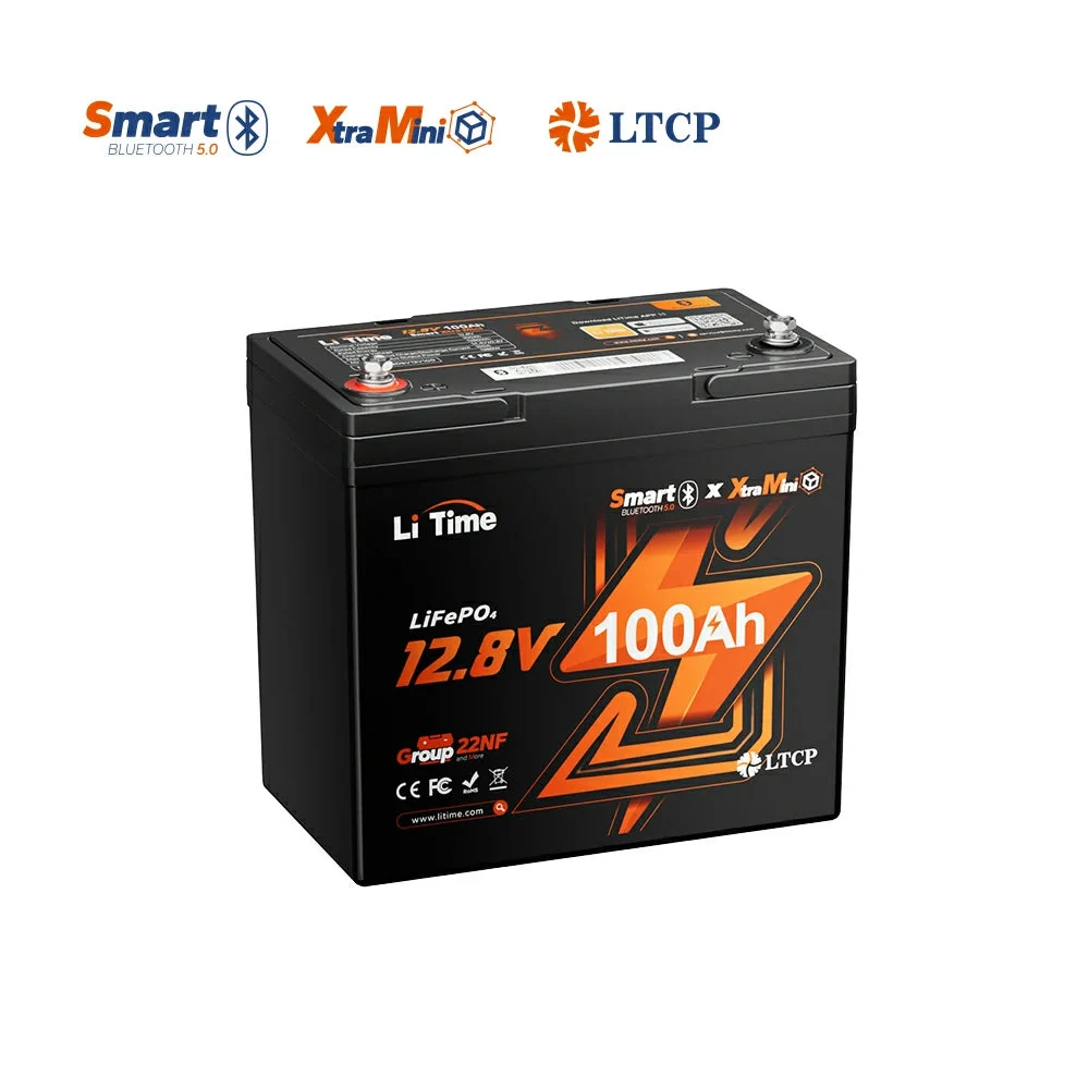 【Like New】LiTime 12V 100Ah Xtra-Mini Bluetooth Small LiFePO4 Battery