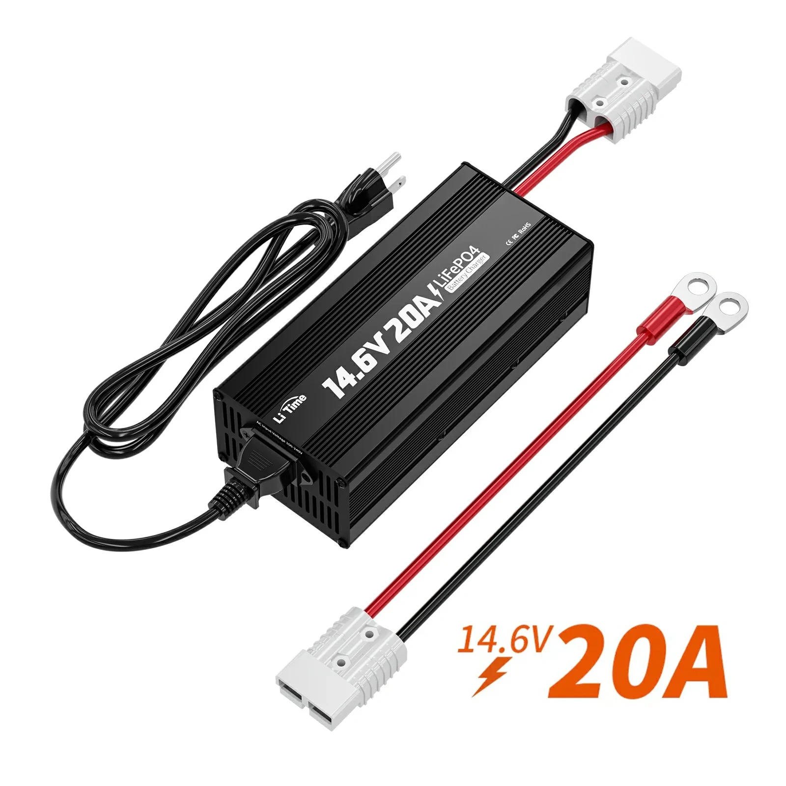LiTime 12V (14.6V) 20A LiFePO4 Charger – For 12V LiFePO4 Batteries