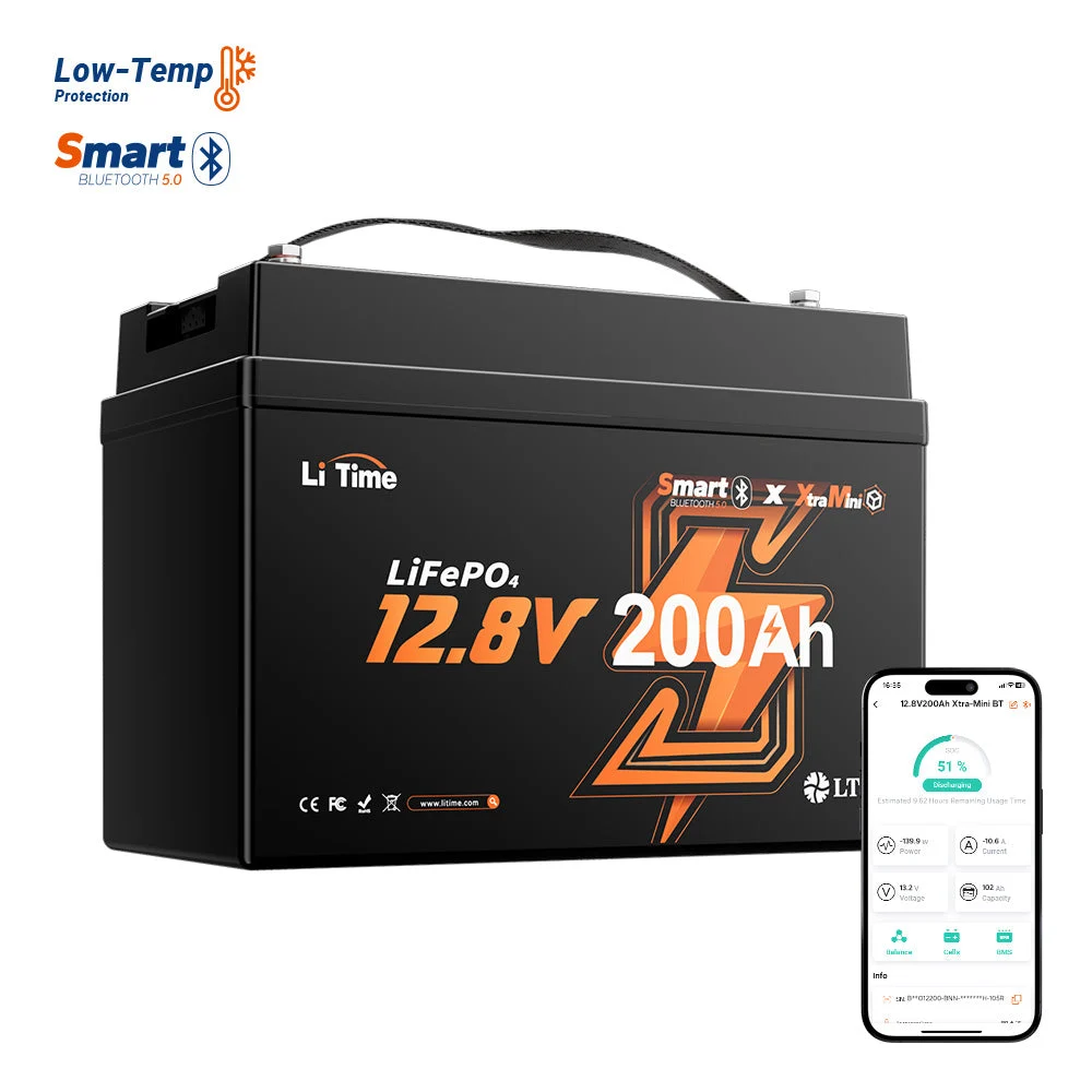 LiTime 12V 200Ah Xtra Mini Group 31 Bluetooth Lithium Battery for RV & Camping | Super Cell for 6,000+ cycles@100% DOD