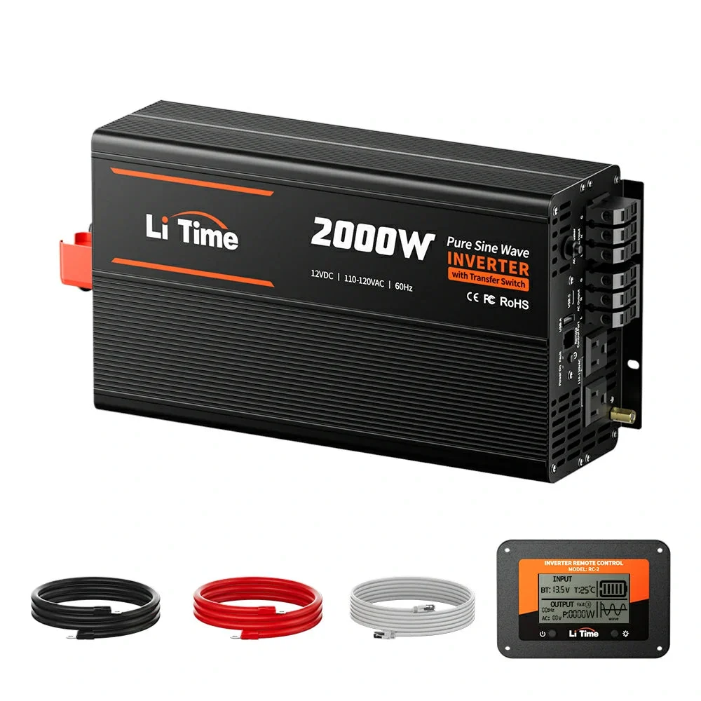 LiTime 2000 Watt 12V Pure Sine Wave Inverter with 20ms ATS Transfer Switch