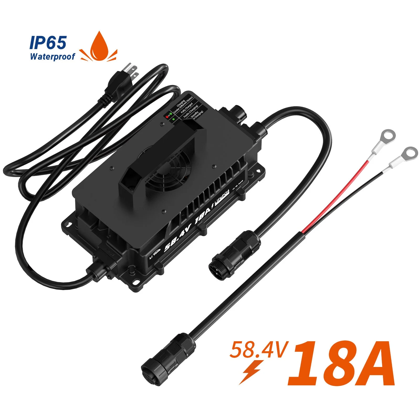 LiTime 48 Volt (58.4) 18A LiFePO4 Battery Charger IP65 Waterproof