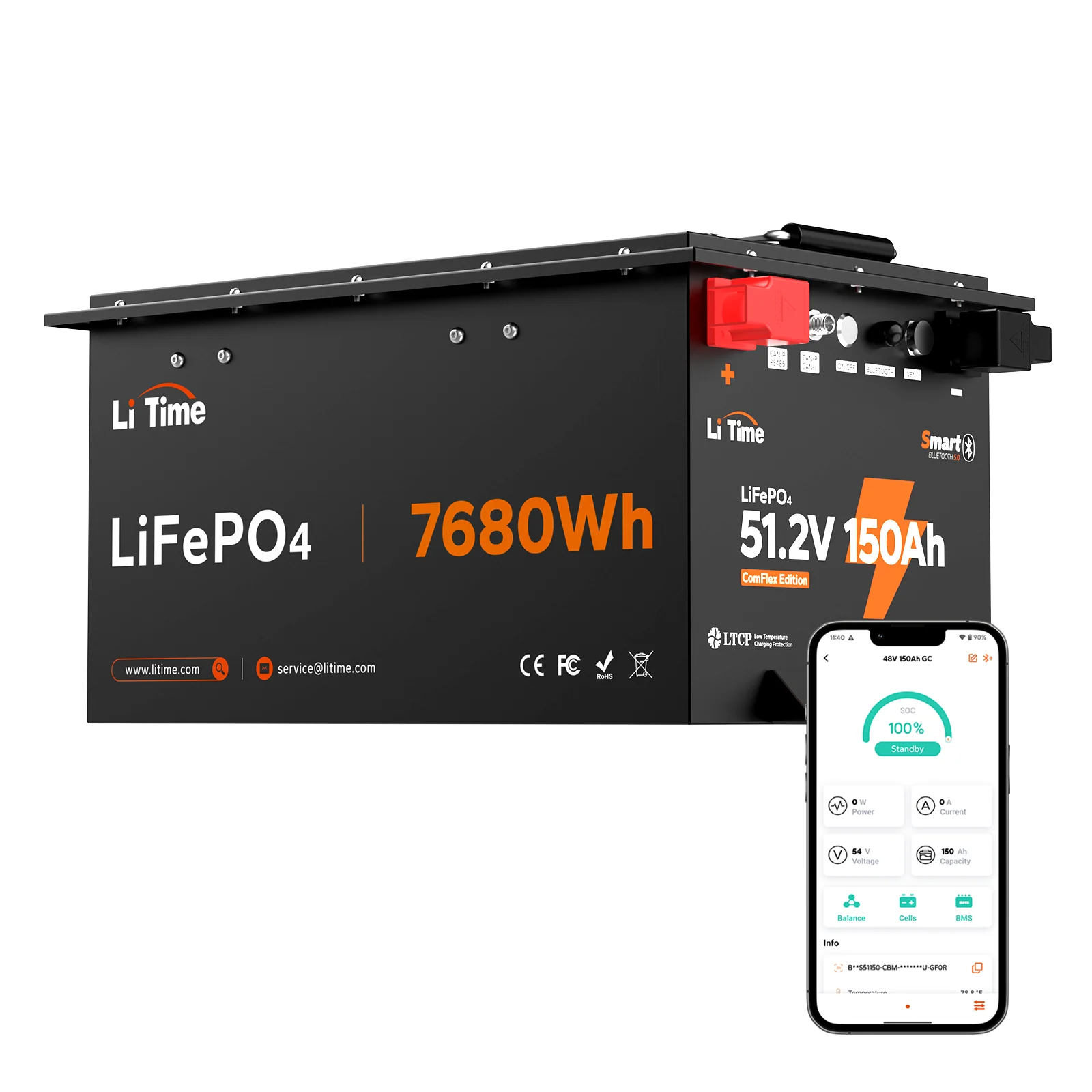 LiTime 48V 150Ah 300A Lithium Battery + Inverter Charger All-in-One Kit – Bluetooth Off-Grid & Home Backup Solution