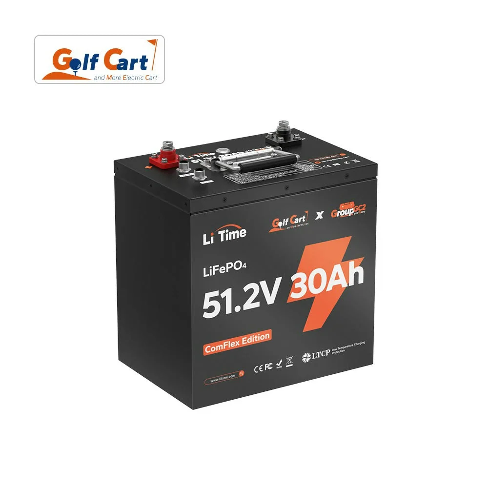 LiTime 48V 30Ah GC2 Metal Case RS485 Monitor Lithium Battery for Golf Cart & Lawn Mower | 6V Battery Replacement