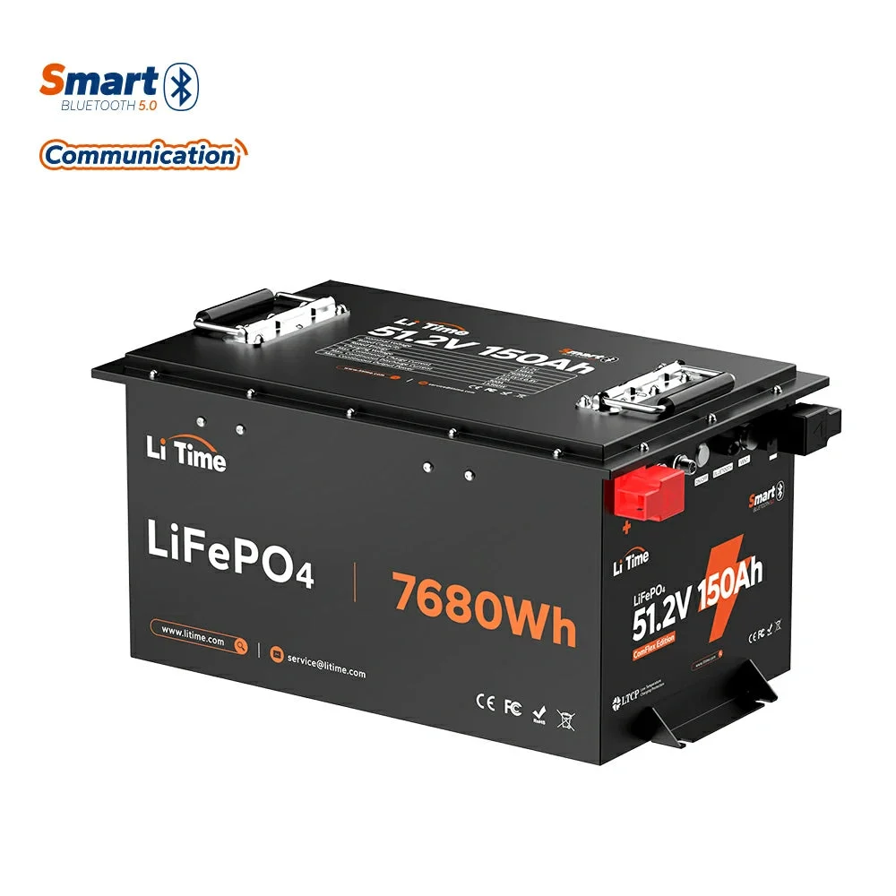 LiTime 48V (51.2V) 150Ah Lithium Golf Cart and UTV Battery – 300A High Power & Bluetooth