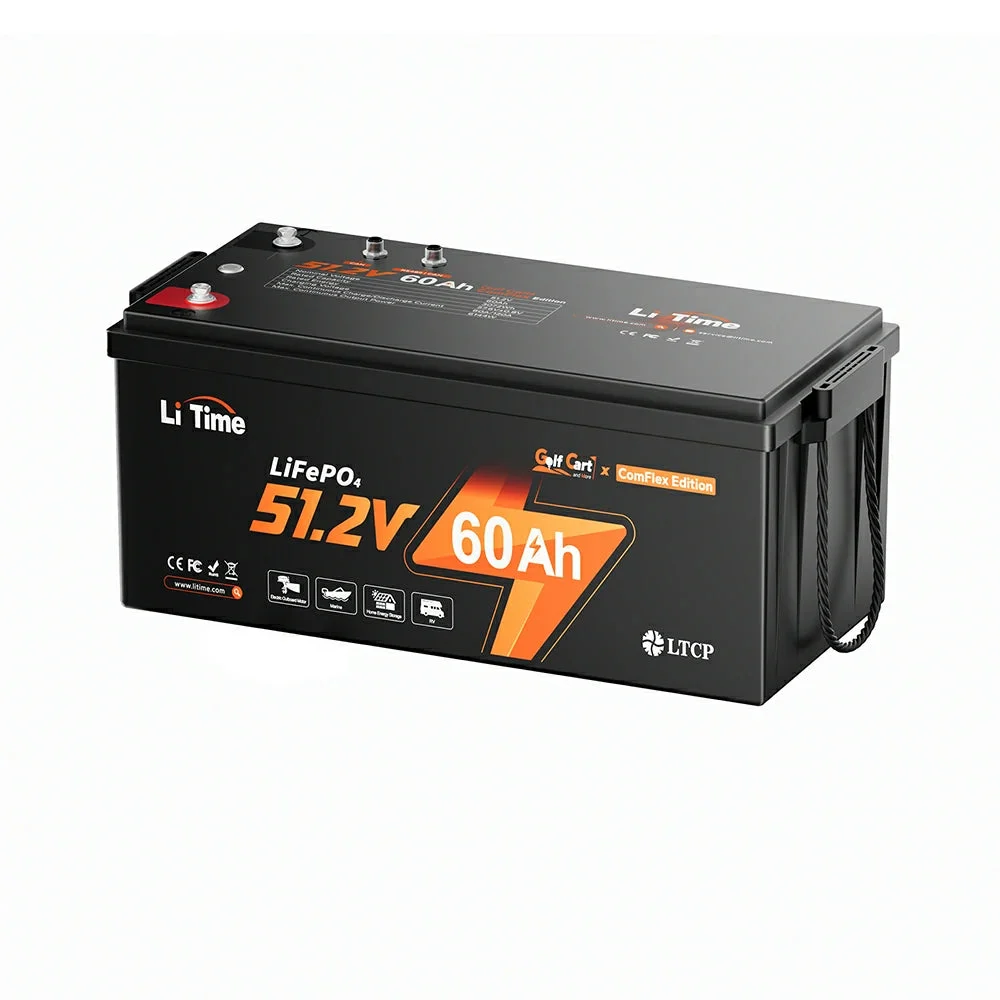 LiTime 48V 60Ah Lithium Battery for Golf Cart, Lawn Mower, Off-Grid, Home Backup & Trolling Motor – 120A BMS & Real-Time Monitoring