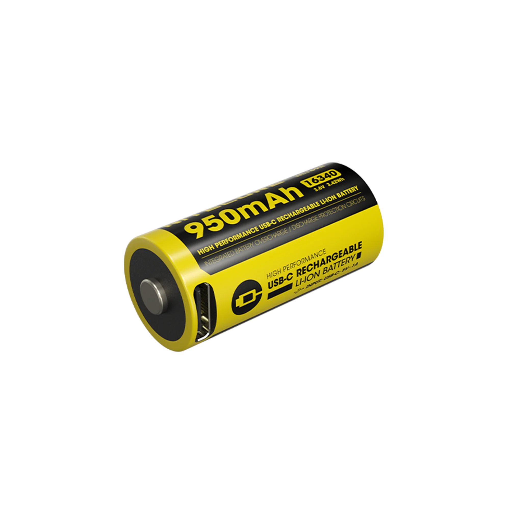 Nitecore NL169R 950mAh Rechargeable RCR123 16340 Battery with USB-C Charging Port