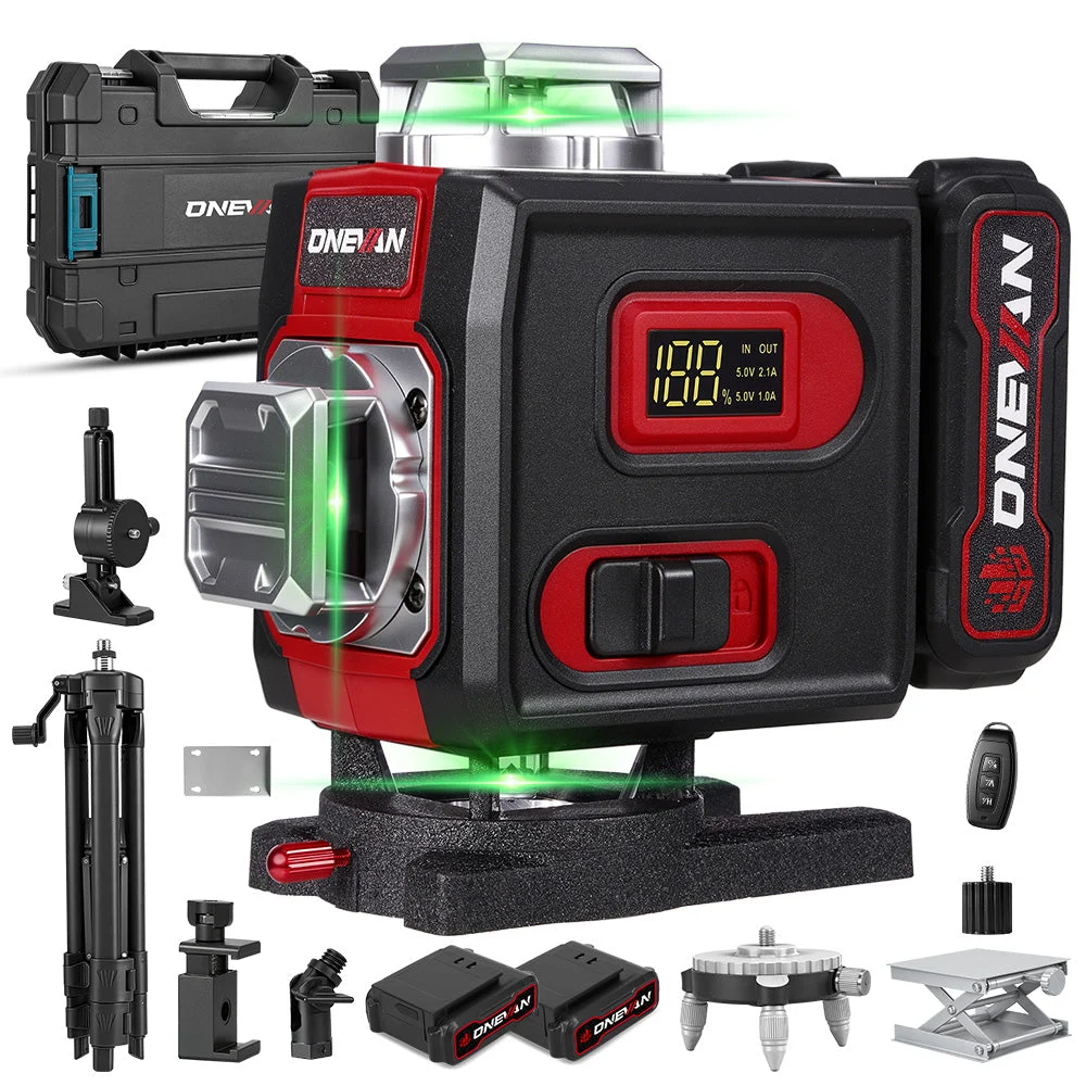 ONEVAN LK-822 Pro 16-Line 4D Laser Level | Metal Base & Lifting Platform | 1M Tripod Included